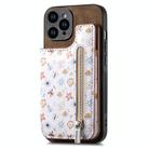 For iPhone 14 Pro Retro Painted Zipper Wallet Back Phone Case(Brown) - 1