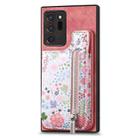 For Samsung Galaxy Note20 Ultra Retro Painted Zipper Wallet Back Phone Case(Pink) - 1