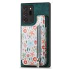 For Samsung Galaxy Note20 Ultra Retro Painted Zipper Wallet Back Phone Case(Green) - 1