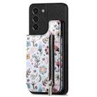 For Samsung Galaxy S21 5G Retro Painted Zipper Wallet Back Phone Case(Black) - 1