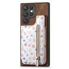 For Samsung Galaxy S22 Ultra 5G Retro Painted Zipper Wallet Back Phone Case(Brown) - 1