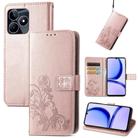 For Realme C53 Four-leaf Clasp Embossed Buckle Leather Phone Case(Rose Gold) - 1