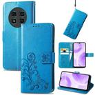 For Ulefone Note 15 Four-leaf Clasp Embossed Buckle Leather Phone Case(Blue) - 1