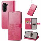 For ASUS Zenfone 10 Four-leaf Clasp Embossed Buckle Leather Phone Case(Red) - 1