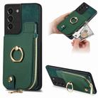 For Samsung Galaxy S21+ 5G Cross Leather Ring Vertical Zipper Wallet Back Phone Case(Green) - 1