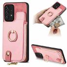 For Samsung Galaxy A13 4G Cross Leather Ring Vertical Zipper Wallet Back Phone Case(Pink) - 1