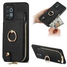For Samsung Galaxy A32 5G Cross Leather Ring Vertical Zipper Wallet Back Phone Case(Black) - 1