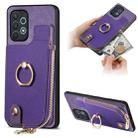 For Samsung Galaxy A32 5G Cross Leather Ring Vertical Zipper Wallet Back Phone Case(Purple) - 1