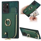 For Samsung Galaxy Note20 Ultra Cross Leather Ring Vertical Zipper Wallet Back Phone Case(Green) - 1