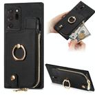 For Samsung Galaxy Note20 Ultra Cross Leather Ring Vertical Zipper Wallet Back Phone Case(Black) - 1