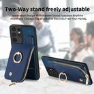 For Samsung Galaxy S21 Ultra 5G Cross Leather Ring Vertical Zipper Wallet Back Phone Case(Blue) - 7