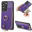 For Samsung Galaxy S22+ 5G Cross Leather Ring Vertical Zipper Wallet Back Phone Case(Purple) - 1