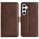 For Samsung Galaxy S24 5G Dual-side Magnetic Buckle Horizontal Flip Leather Phone Case(Brown) - 1