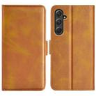For Samsung Galaxy A55 Dual-side Magnetic Buckle Horizontal Flip Leather Phone Case(Yellow) - 1