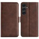 For Samsung Galaxy S25+ 5G Dual-side Magnetic Buckle Horizontal Flip Leather Phone Case(Brown) - 1