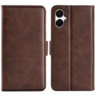 For Samsung Galaxy A06 5G Dual-side Magnetic Buckle Horizontal Flip Leather Phone Case(Brown) - 1