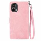 For Motorola Moto G 85 Embossed Flower Zipper Leather Phone Case(Pink) - 3