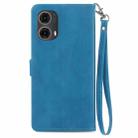 For Motorola Moto G 85 Embossed Flower Zipper Leather Phone Case(Blue) - 3