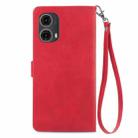 For Motorola Moto G 85 Embossed Flower Zipper Leather Phone Case(Red) - 3