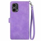 For Motorola Moto G 85 Embossed Flower Zipper Leather Phone Case(Purple) - 3