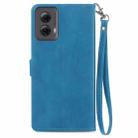 For Motorola Moto G Power 5G 2024 Embossed Flower Zipper Leather Phone Case(Blue) - 3