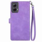 For Motorola Moto G Power 5G 2024 Embossed Flower Zipper Leather Phone Case(Purple) - 3