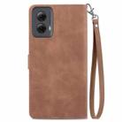 For Motorola Moto G Power 5G 2024 Embossed Flower Zipper Leather Phone Case(Brown) - 3