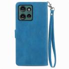 For Motorola Edge 2024 Embossed Flower Zipper Leather Phone Case(Blue) - 3