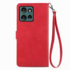 For Motorola Edge 2024 Embossed Flower Zipper Leather Phone Case(Red) - 3