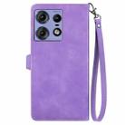 For Motorola Edge 50 Ultra Embossed Flower Zipper Leather Phone Case(Purple) - 3