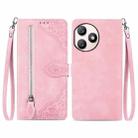 For Honor X50i+ Embossed Flower Zipper Leather Phone Case(Pink) - 1