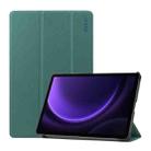 For Samsung Galaxy Tab S9 FE ENKAY Tri-fold Custer Texture Leather Smart Tablet Case(Dark Green) - 1