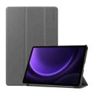 For Samsung Galaxy Tab S9 FE ENKAY Tri-fold Custer Texture Leather Smart Tablet Case(Grey) - 1