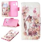 3D Colored Drawing Pattern Horizontal Flip Leather Case for  Huawei P30 Lite, with Holder & Card Slots & Wallet(Cat) - 1