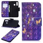 3D Colored Drawing Pattern Horizontal Flip Leather Case for  Huawei P30 Lite, with Holder & Card Slots & Wallet(Purple Butterfly) - 1