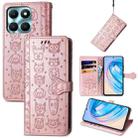 For Honor X6A Cat and Dog Embossed Leather Phone Case(Rose Gold) - 1