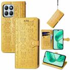 For Honor X8b Cat and Dog Embossed Leather Phone Case(Yellow) - 1