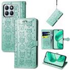 For Honor X8b Cat and Dog Embossed Leather Phone Case(Green) - 1