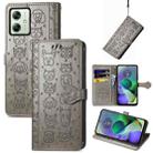 For Motorola Moto G54 5G Cat and Dog Embossed Leather Phone Case(Grey) - 1