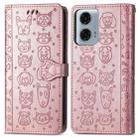 For Motorola Moto G24 Power Cat and Dog Embossed Leather Phone Case(Rose Gold) - 2