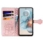 For Motorola Moto G24 Power Cat and Dog Embossed Leather Phone Case(Rose Gold) - 3