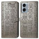 For Motorola Moto G24 Power Cat and Dog Embossed Leather Phone Case(Grey) - 2