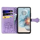 For Motorola Moto G24 Power Cat and Dog Embossed Leather Phone Case(Purple) - 3