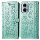 For Motorola Moto G24 Power Cat and Dog Embossed Leather Phone Case(Green) - 2