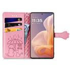 For Motorola Moto G85 Cat and Dog Embossed Leather Phone Case(Pink) - 3