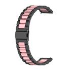 For Huawei Watch GT4 46mm Three Bead Stainless Steel Metal Watch Band(Black+Pink) - 1