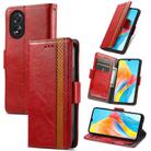 For OPPO A38 CaseNeo Splicing Dual Magnetic Buckle Leather Phone Case(Red) - 1