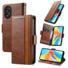For OPPO A38 CaseNeo Splicing Dual Magnetic Buckle Leather Phone Case(Brown) - 1