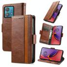 For Motorola Moto G84 CaseNeo Splicing Dual Magnetic Buckle Leather Phone Case(Brown) - 1