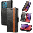 For Motorola Moto G84 CaseNeo Splicing Dual Magnetic Buckle Leather Phone Case(Black) - 1